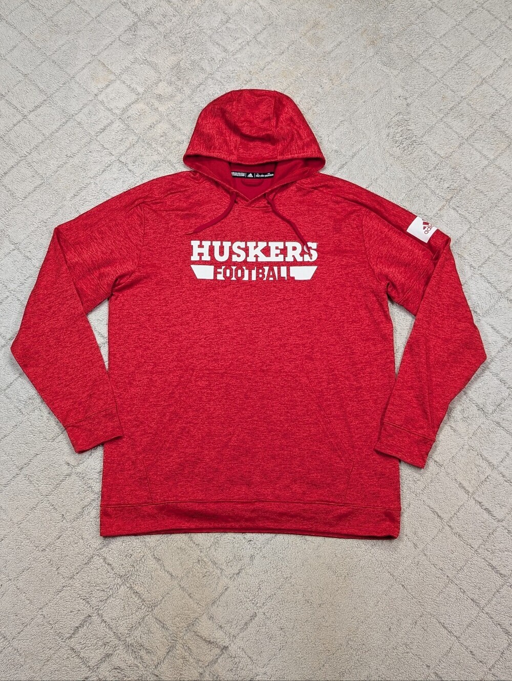 Nebraska Cornhuskers Hoodie Mens 2XLT Red Adidas Performance Pullover Football